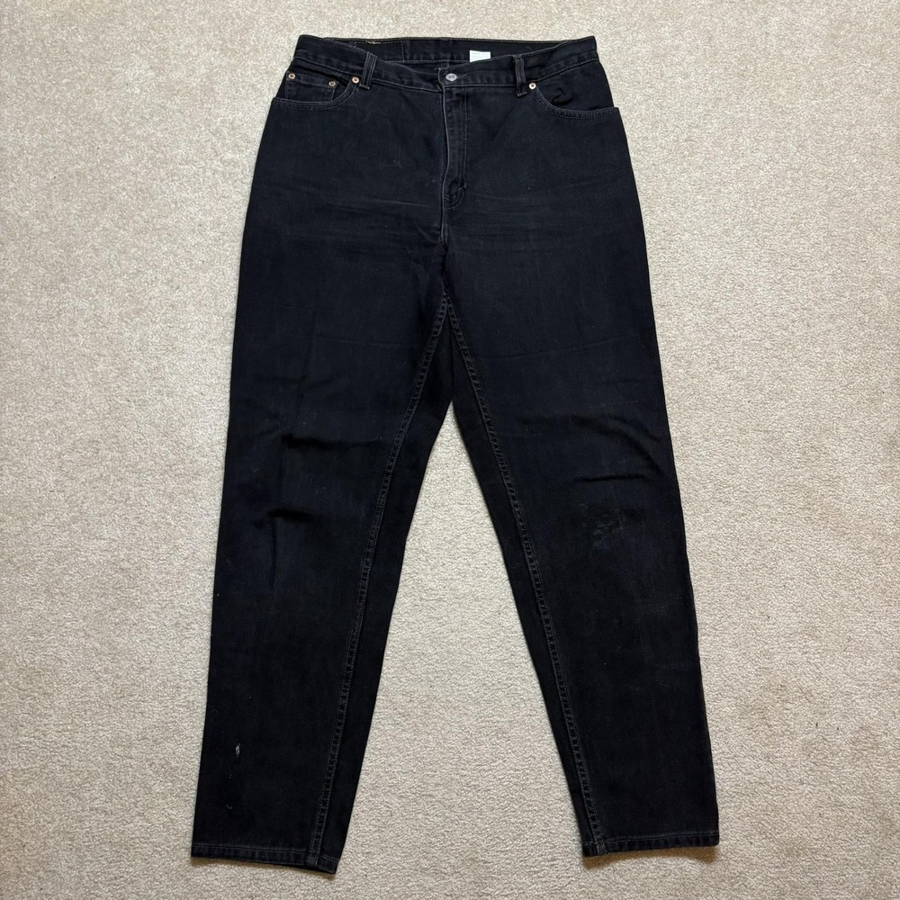 Vtg Levis 550 Jeans Womens 16 34x33 Black High Rise Relaxed Tapered Denim USA 00